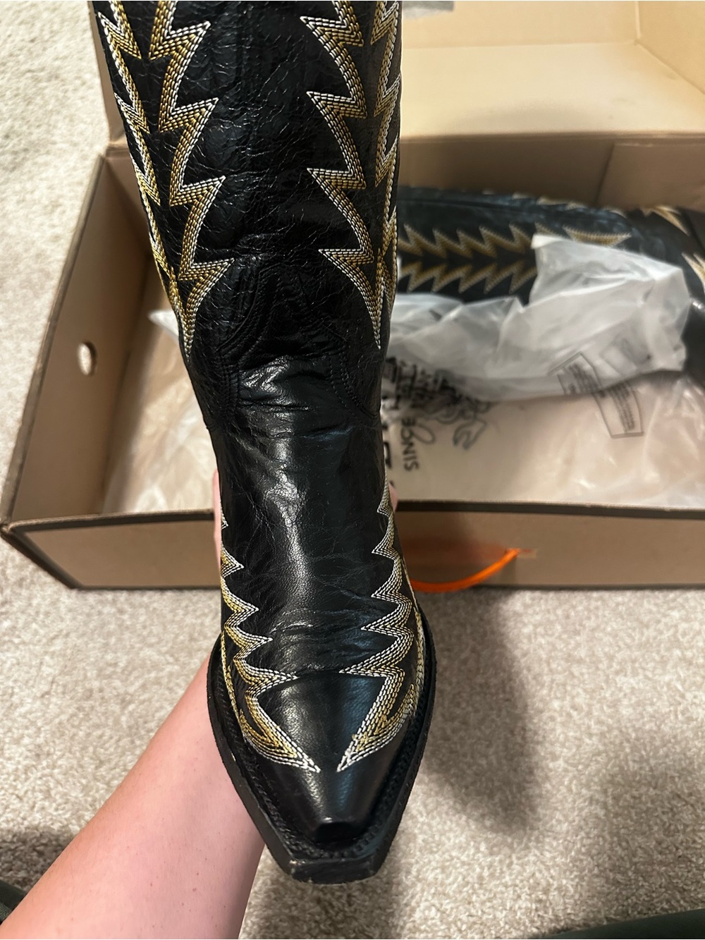 Stetson Black and Gold Western Sarah Boots - Picture 10 of 10